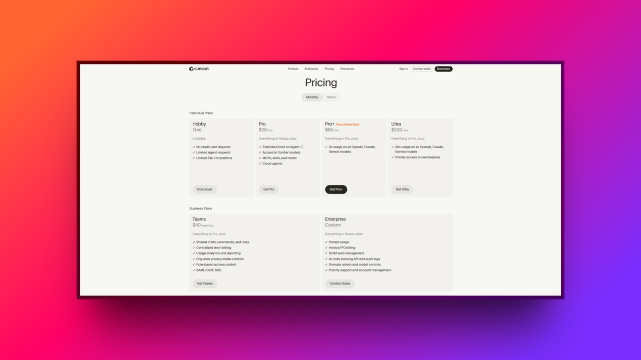 Cursor AI pricing