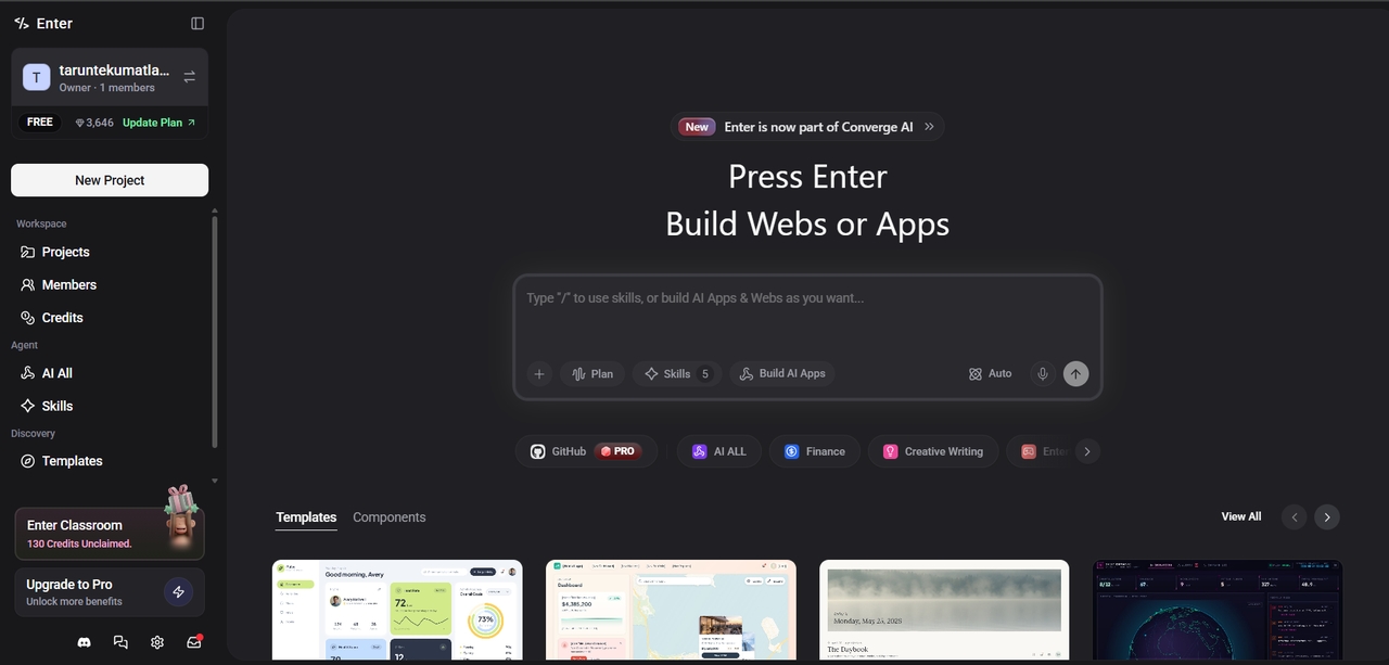 Enter Pro interface
