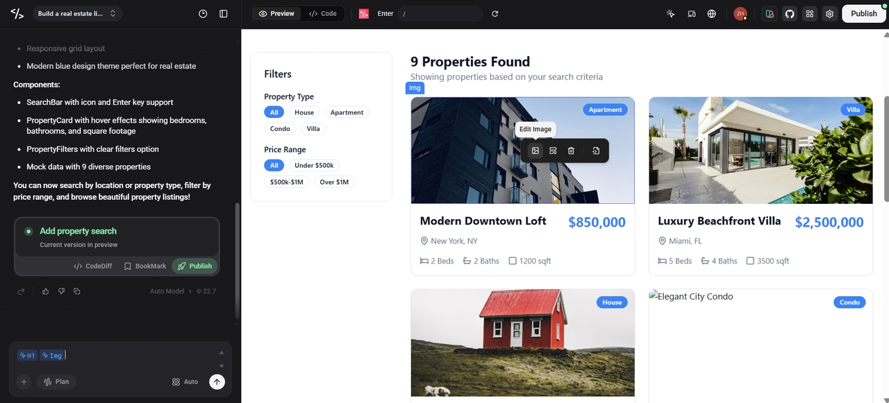 Refine with visual editor