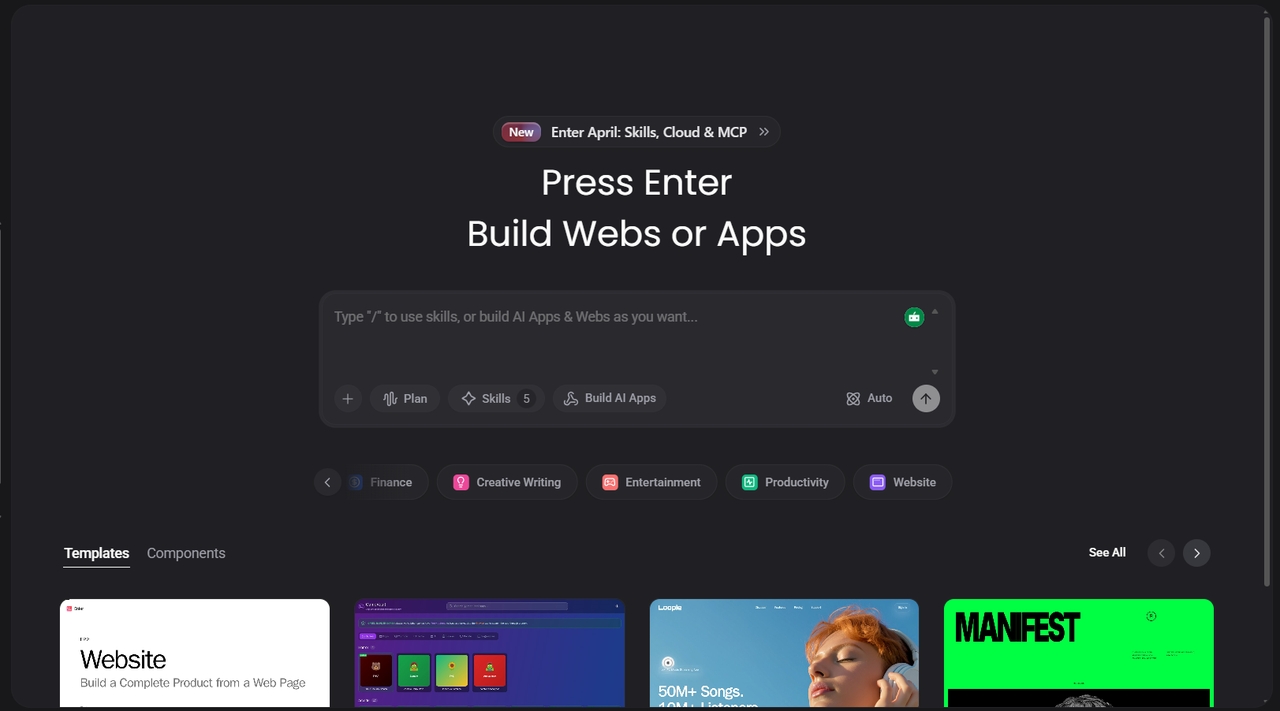 Enter Pro interface for AI coding assistance