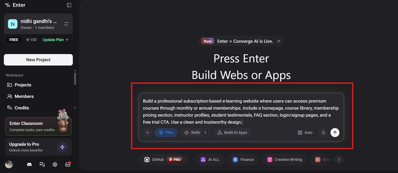 add a text prompt