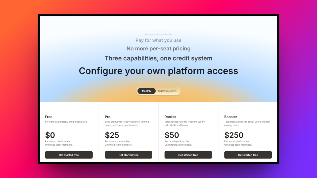 Rocket New's pricing