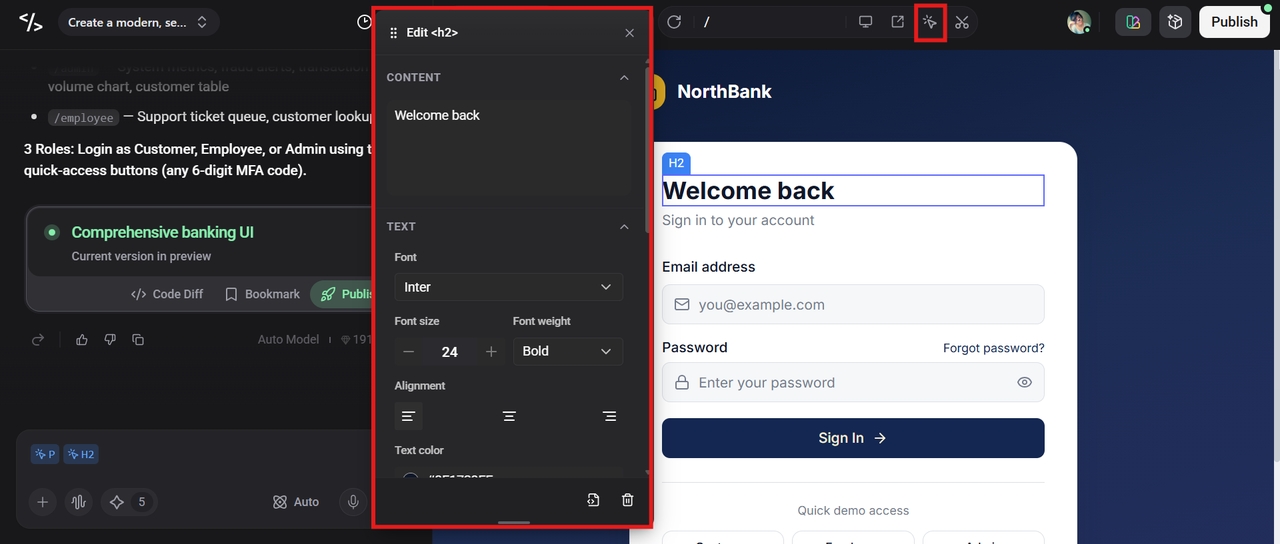 customize the application using visual editor