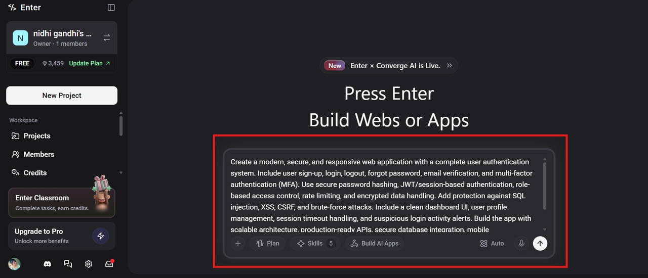 Add a text prompt