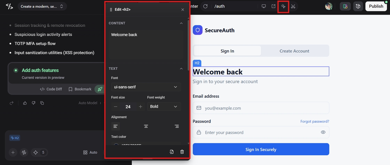 customize the application with visual editor