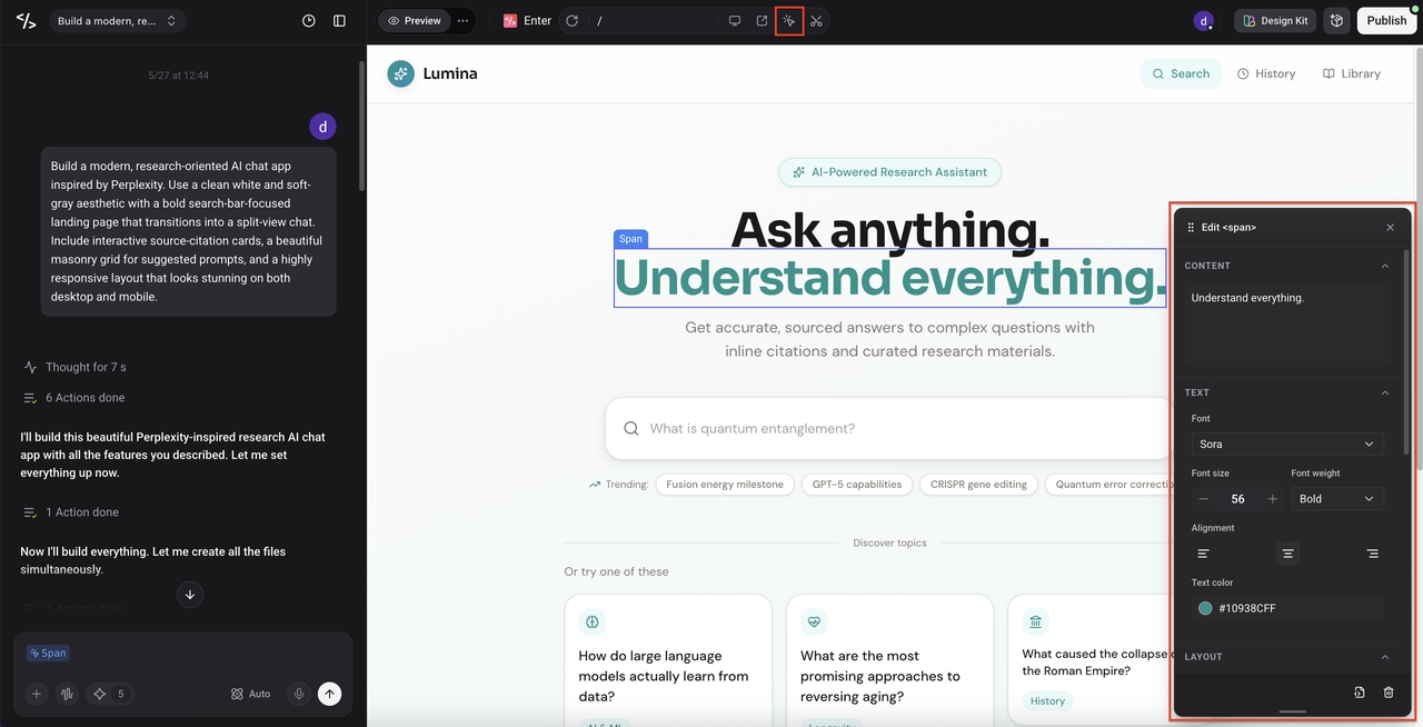 Visual editor to make changes