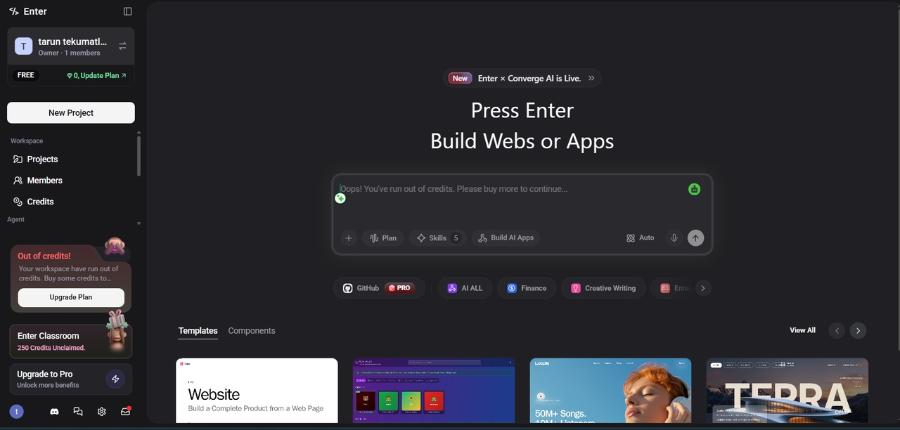 Enter Pro interactive dashboard