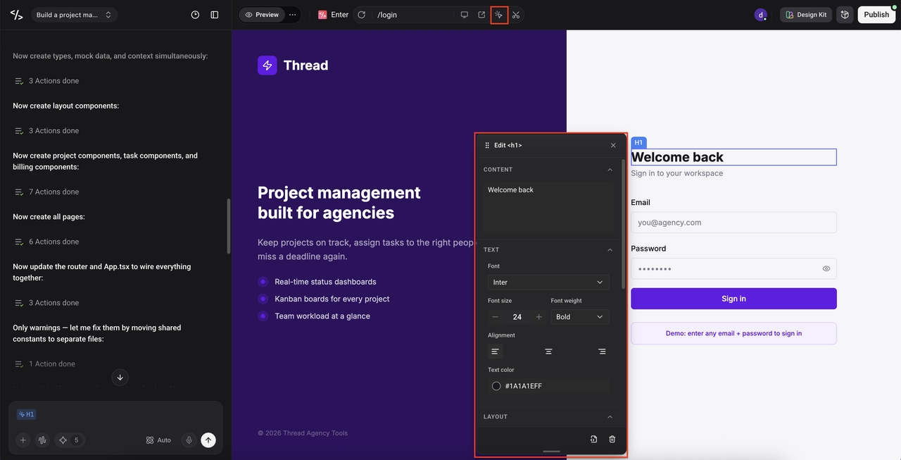 Visual editor in enter Pro