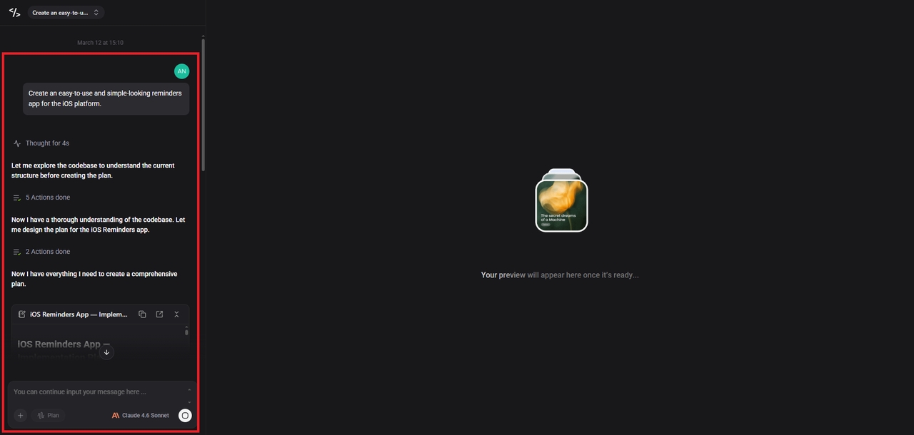 Allow Enter to plan and create the app