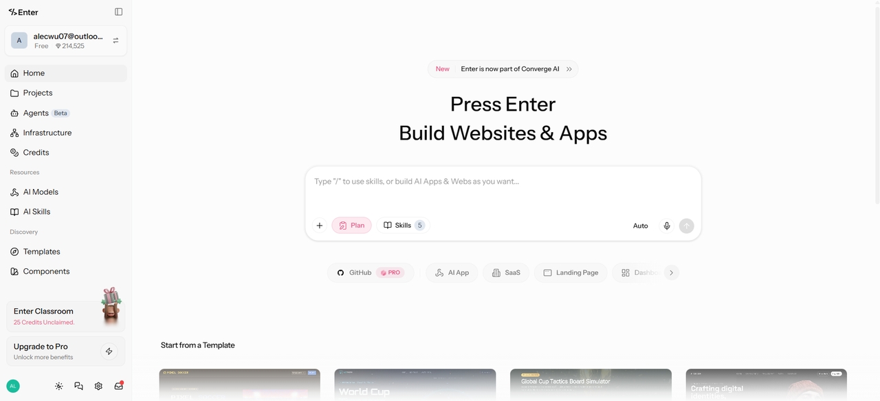 Enter Pro homepage