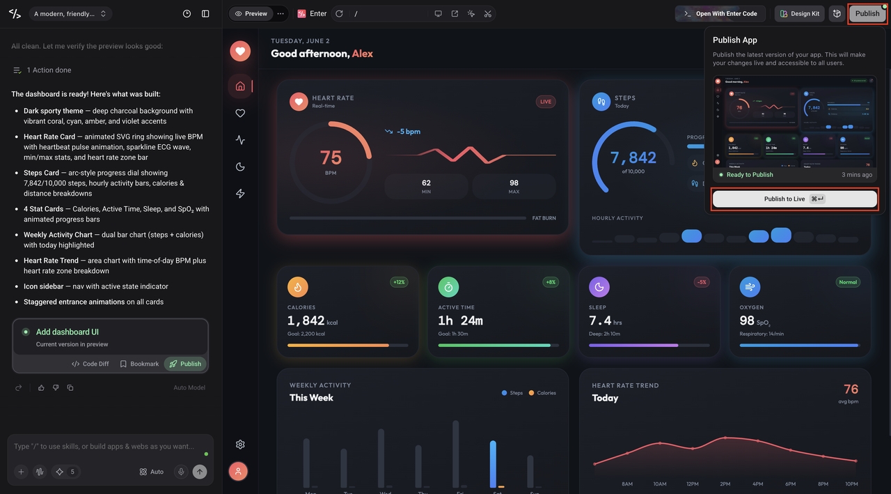 Publish and go live