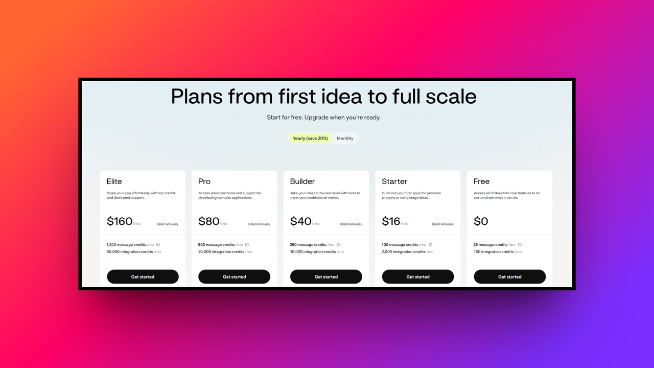 Base44's pricing model