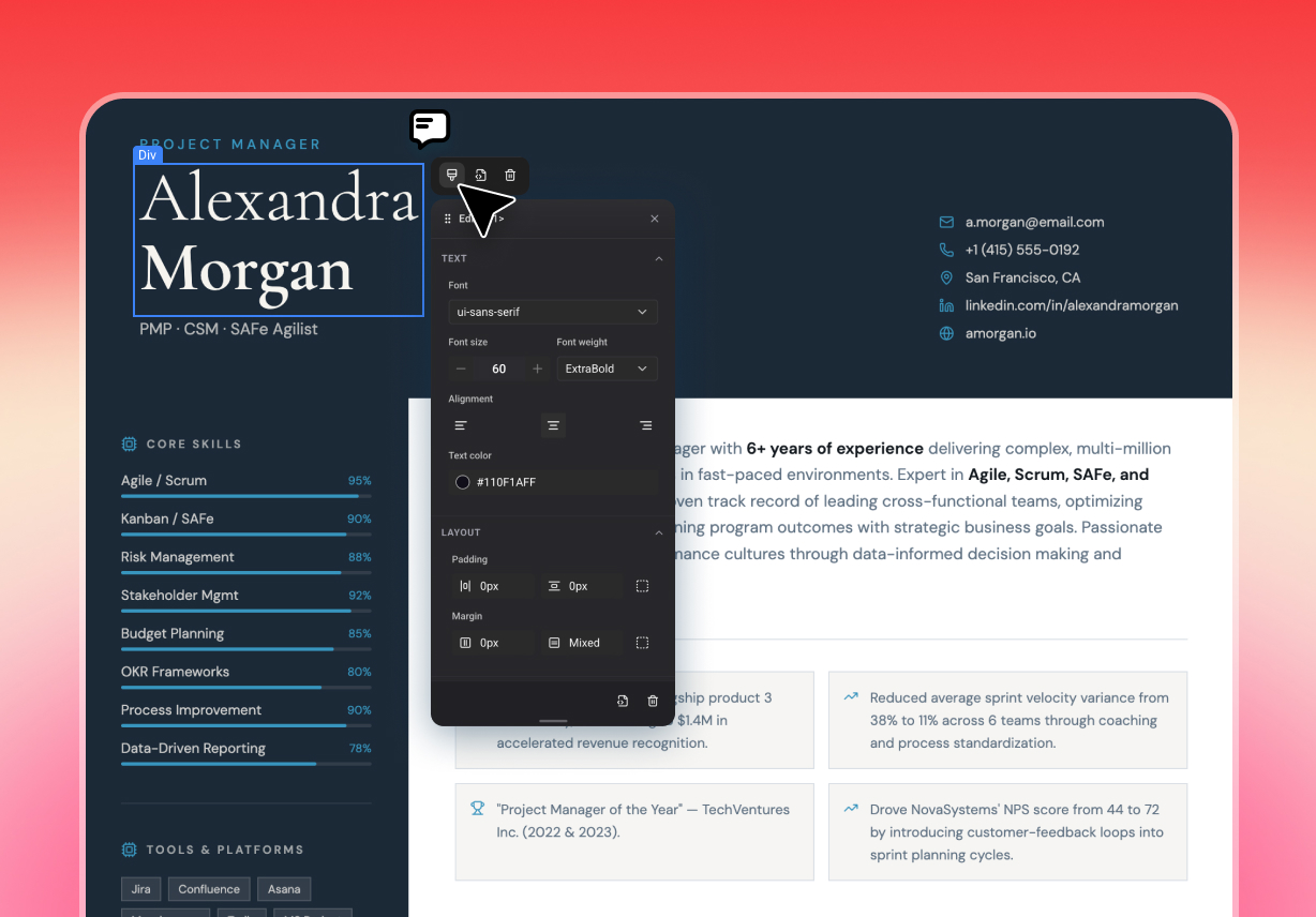 Customize Every Section Easily