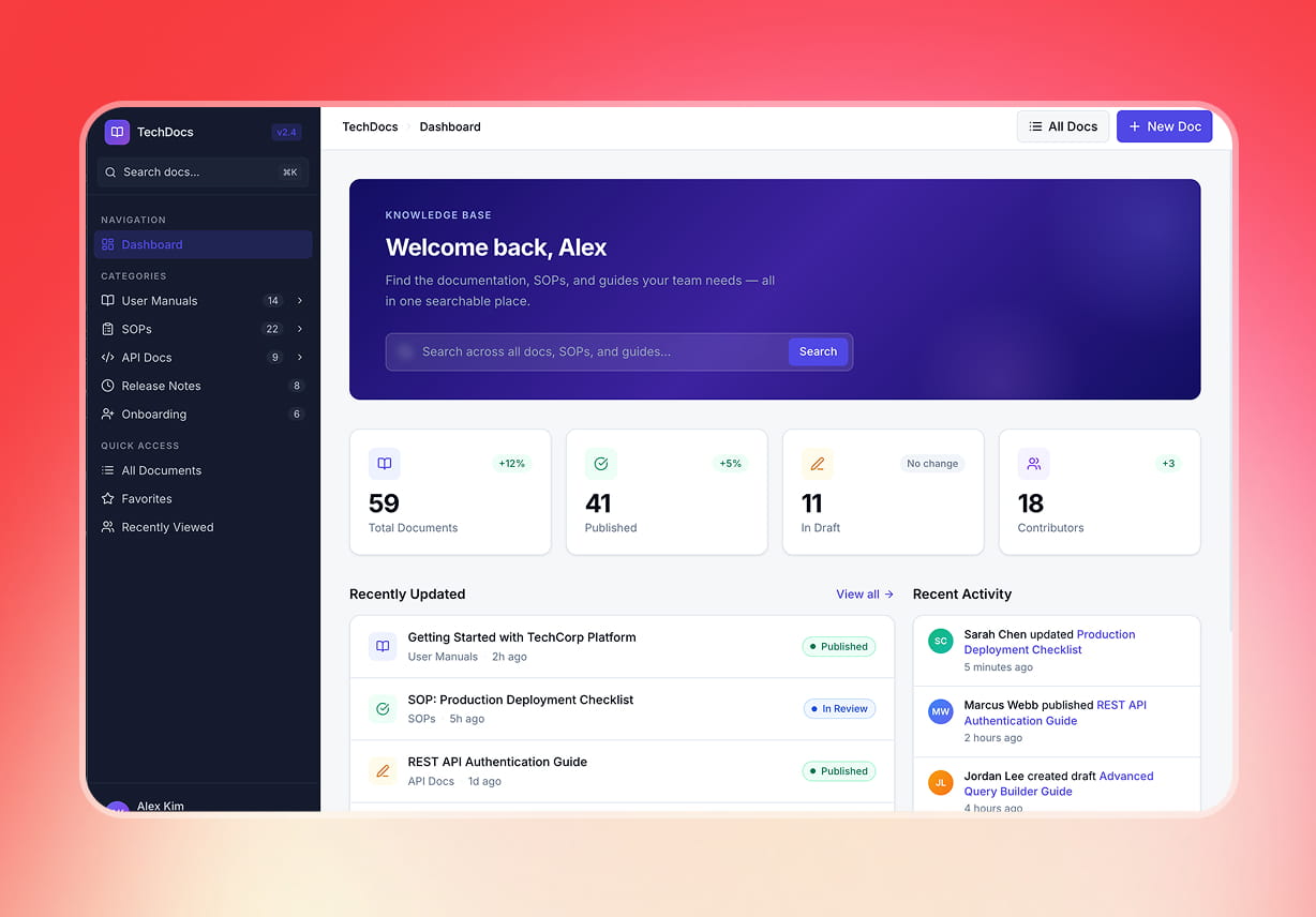 Searchable Runbooks and SOPs app