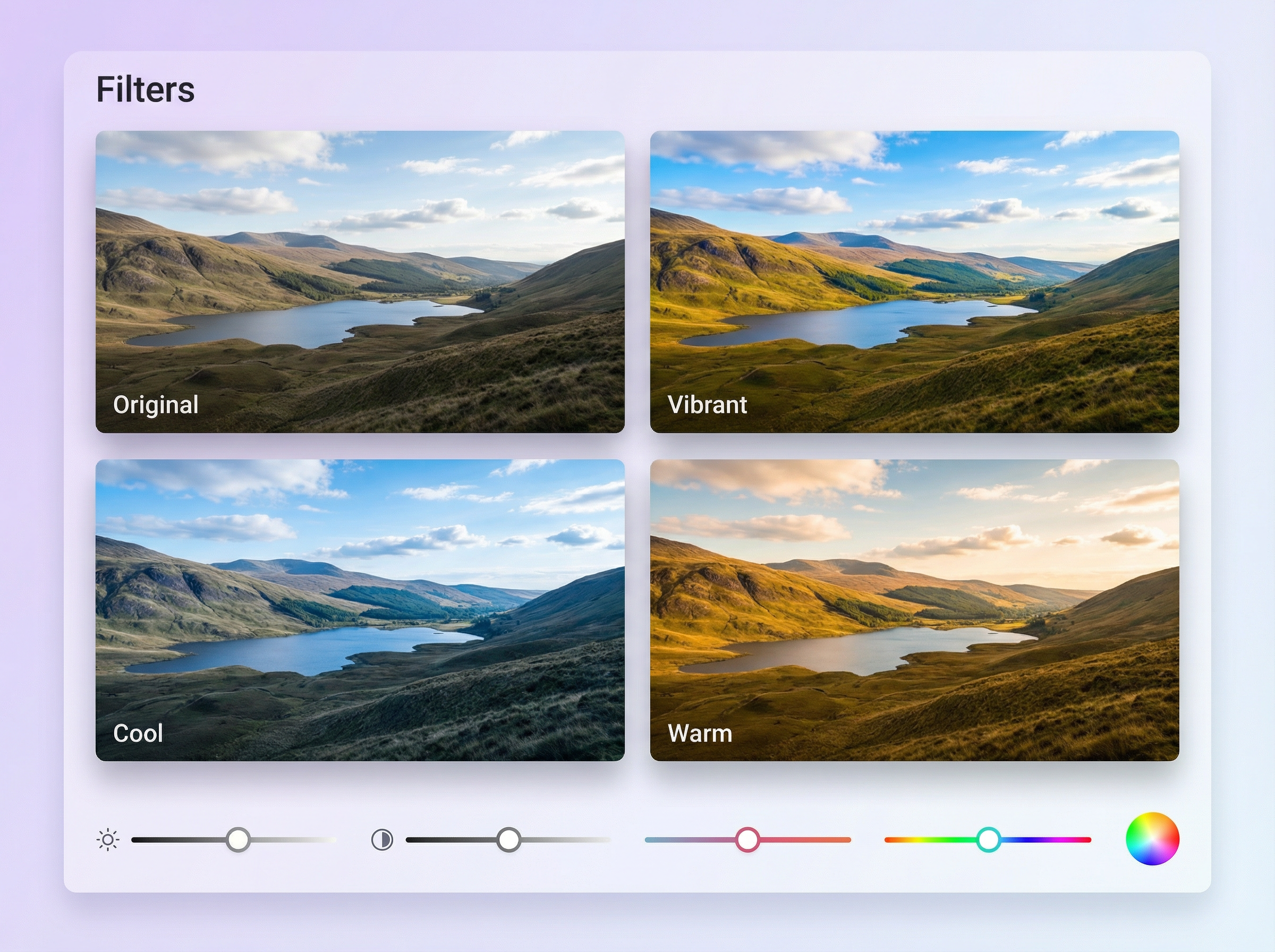 Apply any filter or adjust color in your photos