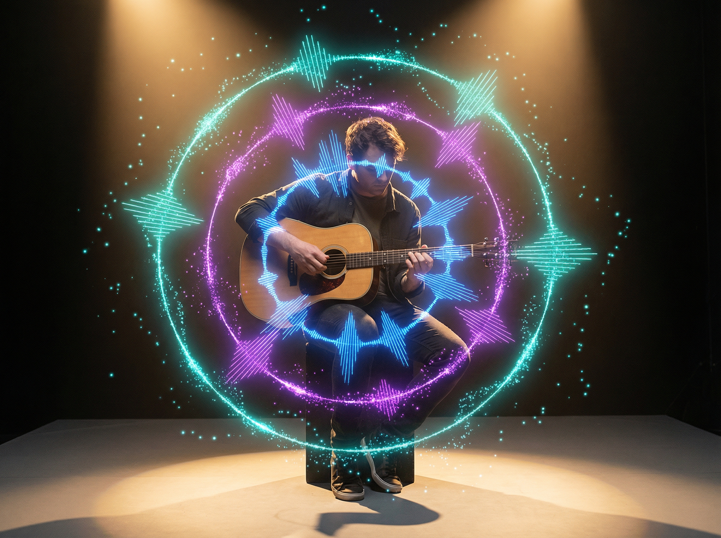 Built-in audio creation with audio that follows visual cues