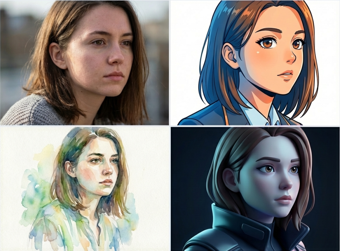 Multiple visual styles from photorealism to animation