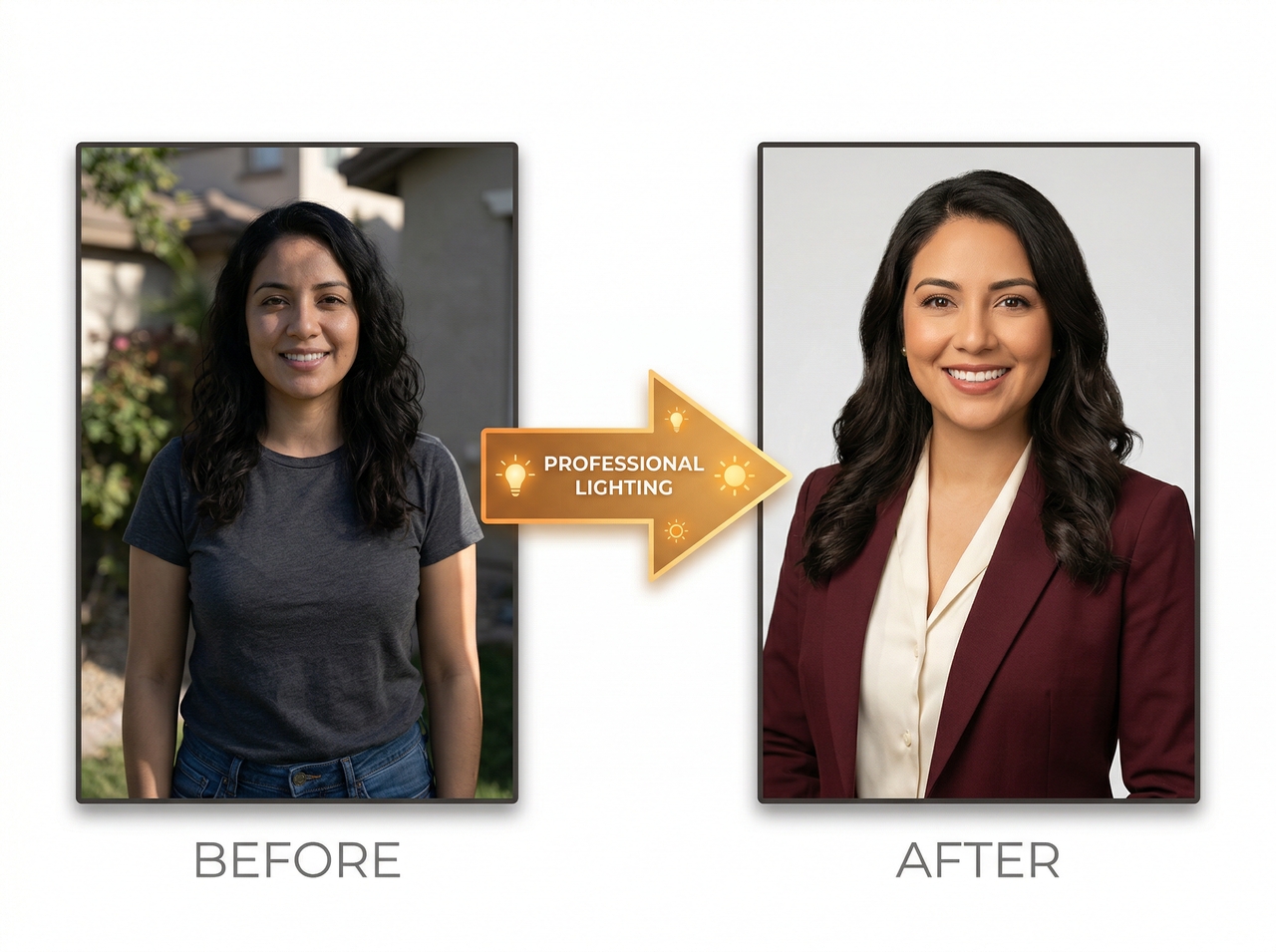 Adjust lighting, tone, and sharpness for a clear headshot