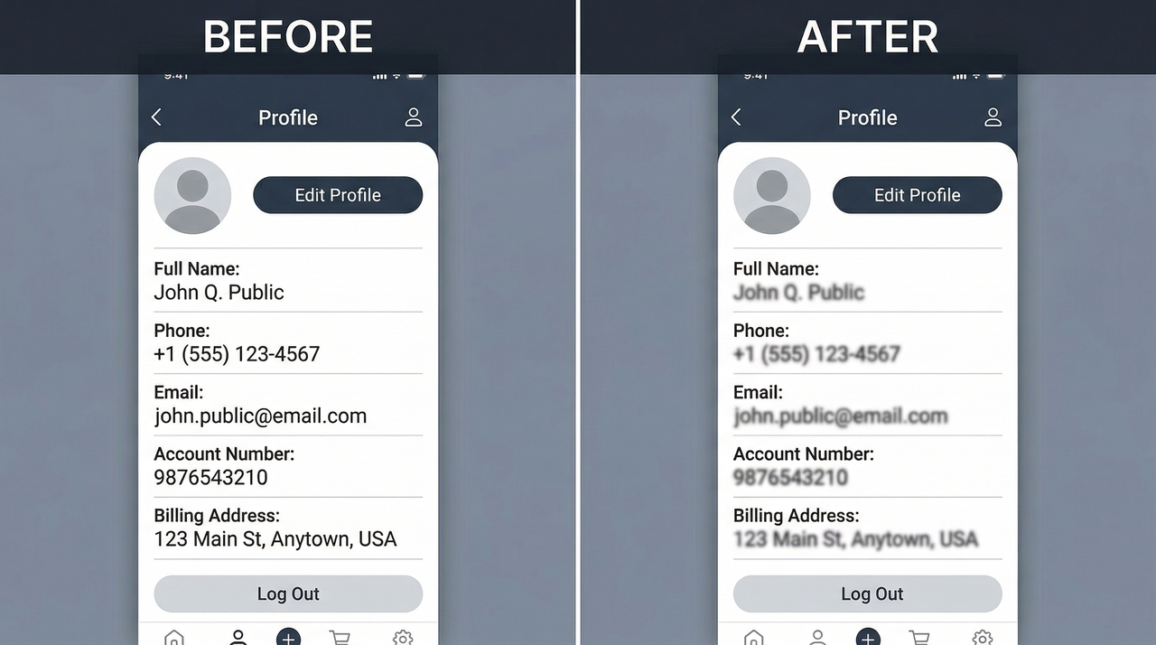 Blur sensitive details in screenshots