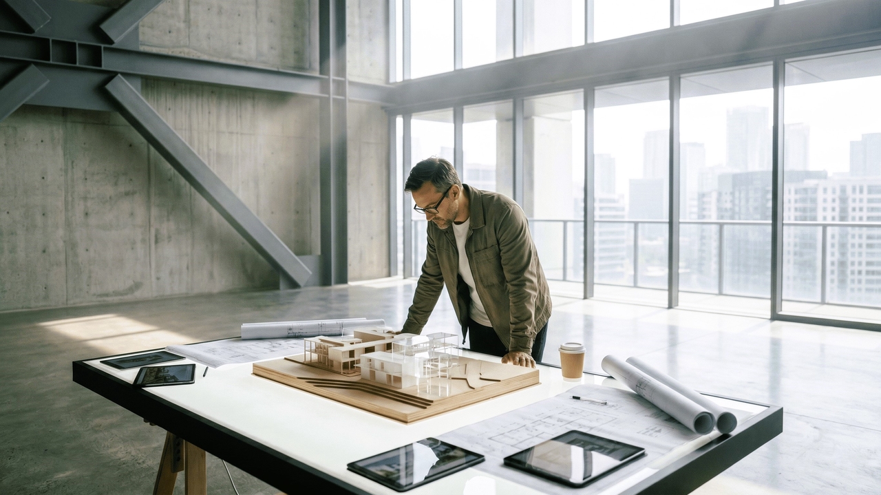 Architects visualizing modern space concepts