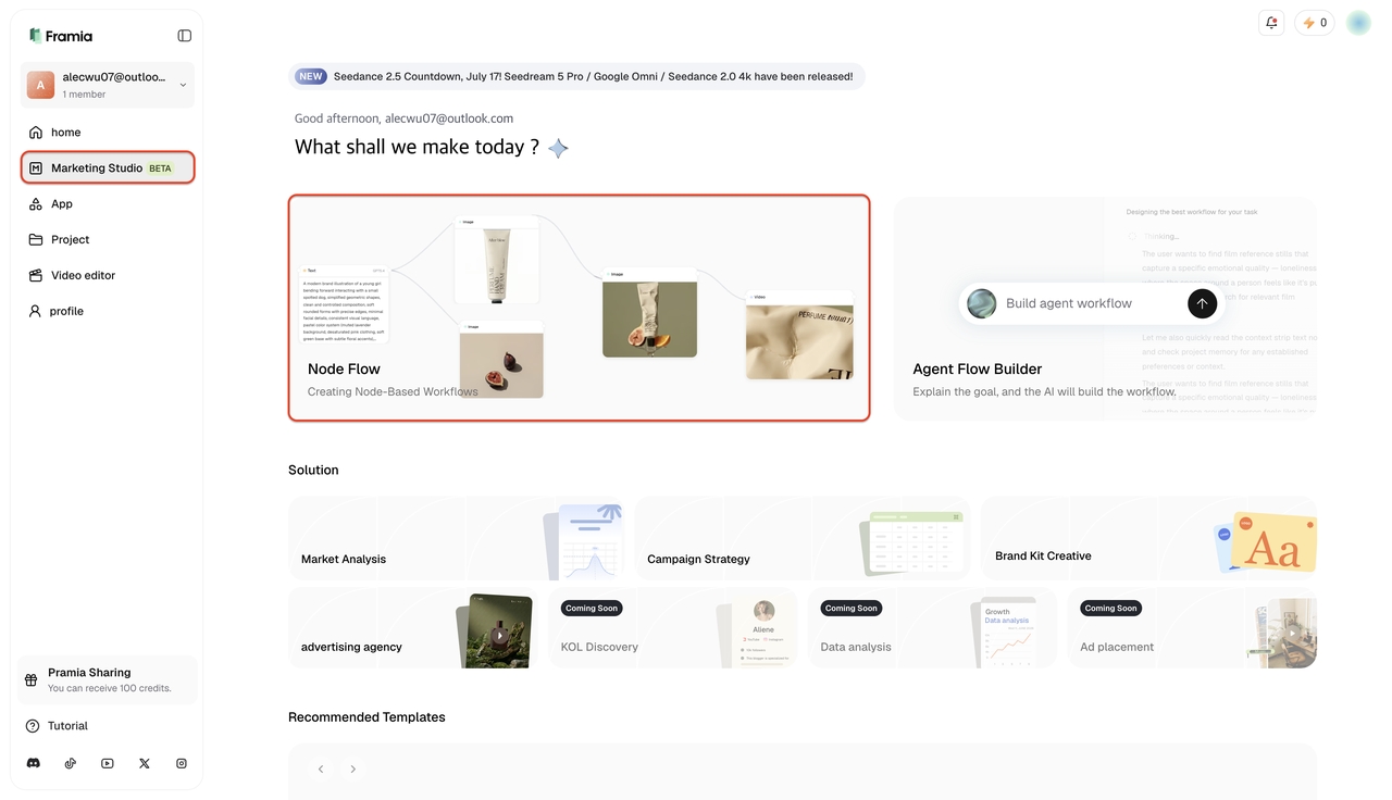 Launch the Node Flow canvas 