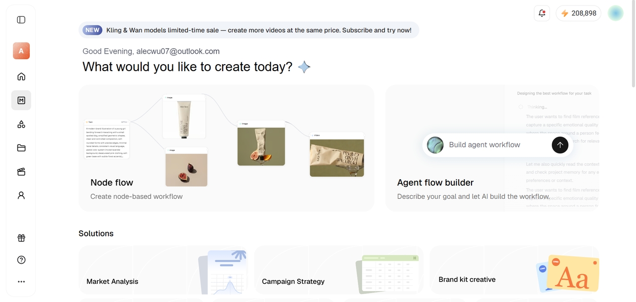 Select Framia Pro's "Agent flow builder"