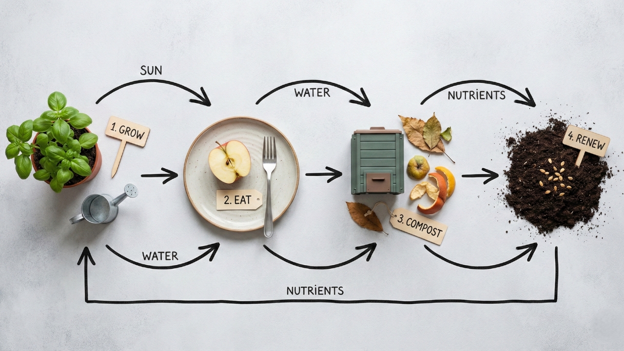 An infographic depicting the food cycle