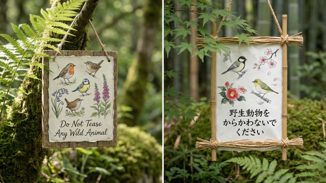 A localized Japanese wildlife sign