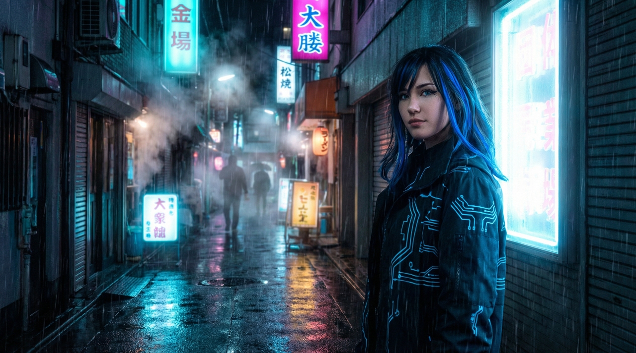 Cyberpunk hacker scene